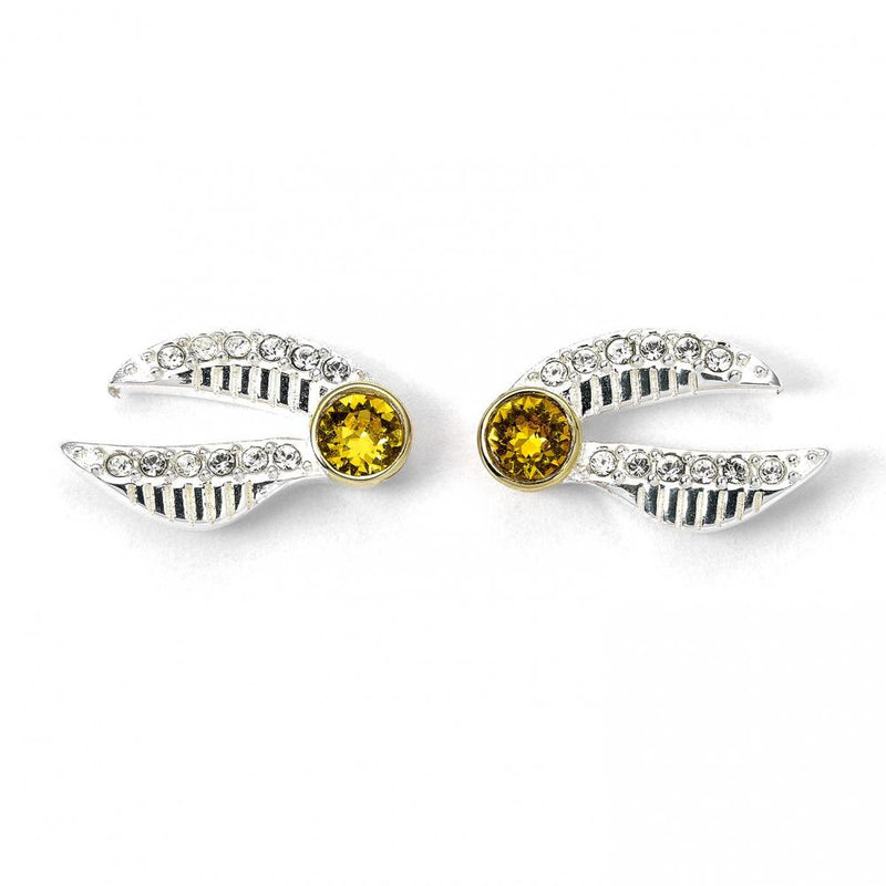 Harry Potter Sterling Silver Golden Snitch Crystal Stud Earrings