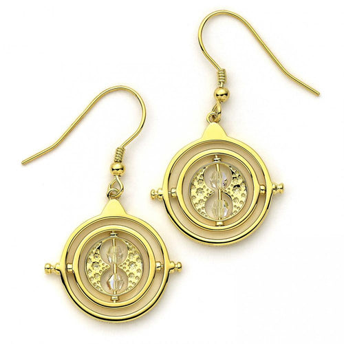 Harry Potter Gold Plated Time Turner Crystal Hook Earrings
